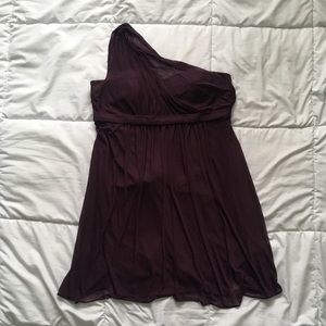 Purple One Shoulder Short Prom Formal Dress